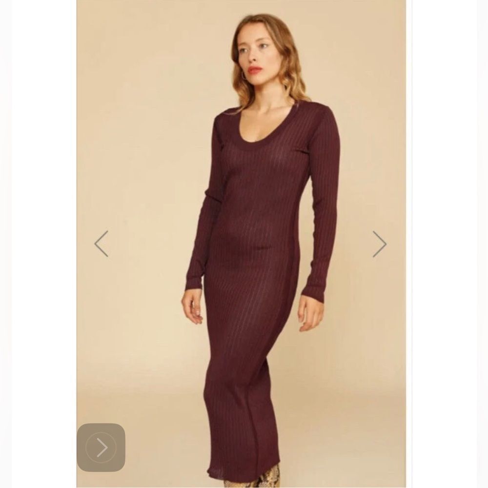 Rouje Charlene Deep Rust brown Long Sleeve midi Dress size XS